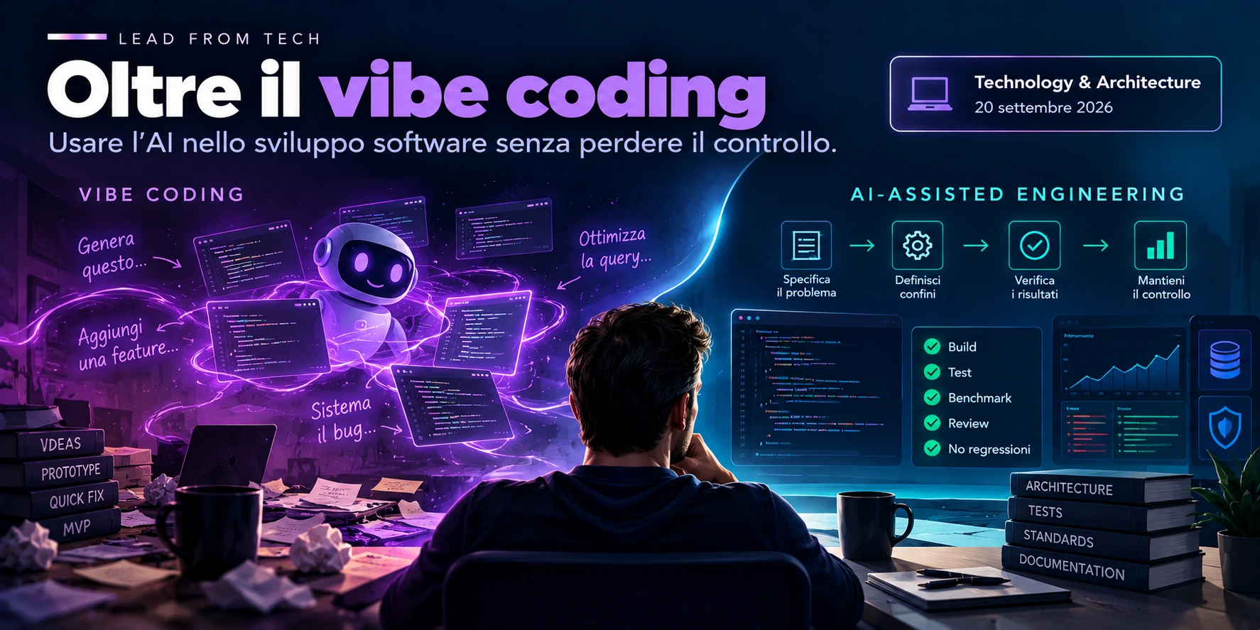 Dal vibe coding all'AI-assisted engineering: usare l'AI per accelerare lo sviluppo mantenendo controllo, verifica e ownership umana